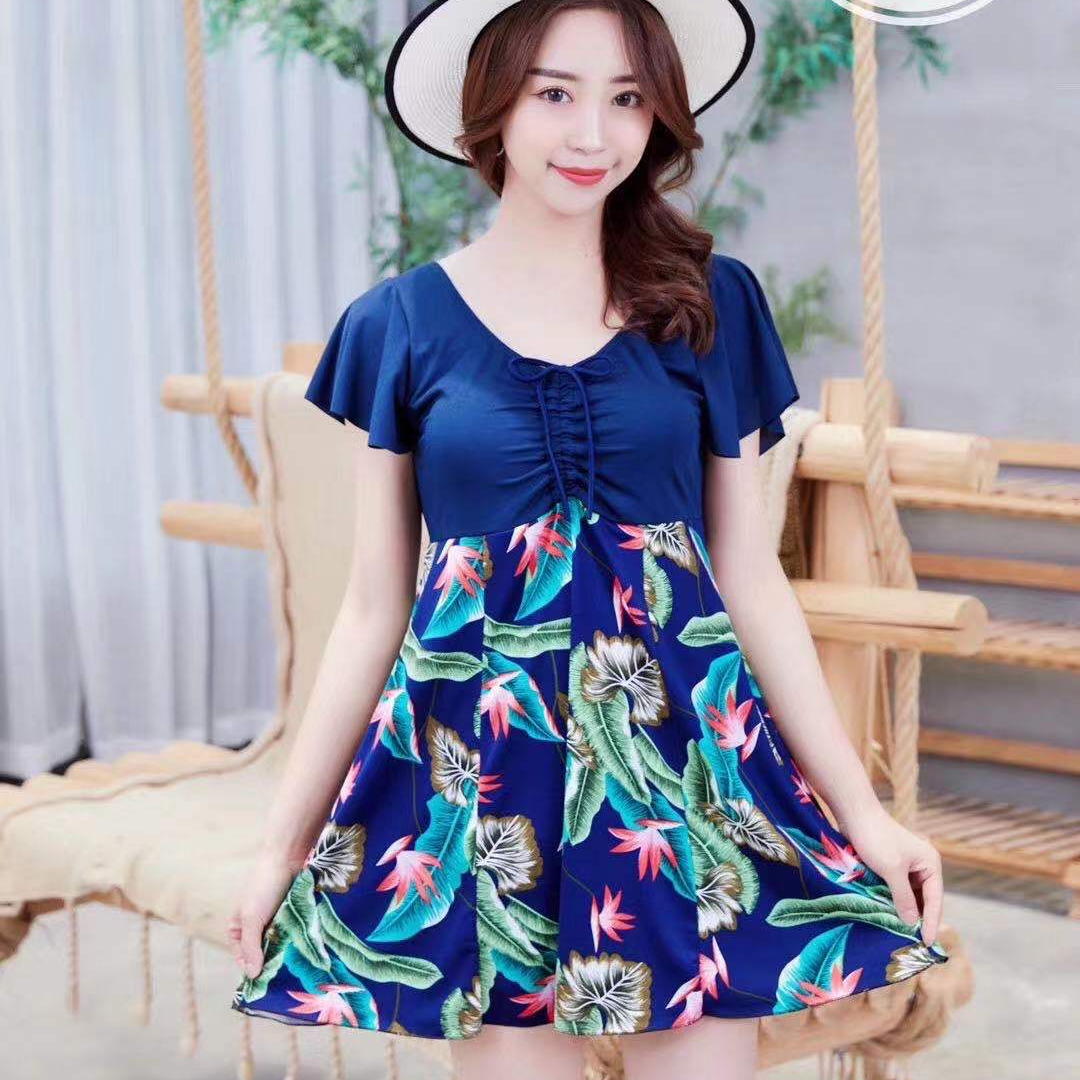 Swimsuit Female Summer Conservative Cover Belly Beach Smock Large Size Slimming Sunscreen Swimsuit 1015