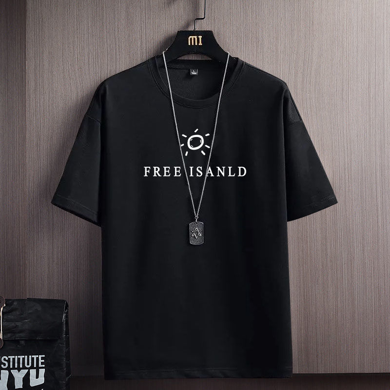 夏季冰丝套装男ins2021新款潮流百搭休闲短袖t恤宽松运动上衣服2