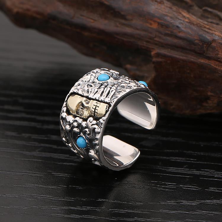 4 Ansheng Museum new thorn retro ring sterling silver handmade pair ring retro style couple ring domineering ring