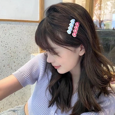 Cute Child Girl Hairpin Red Blue Love