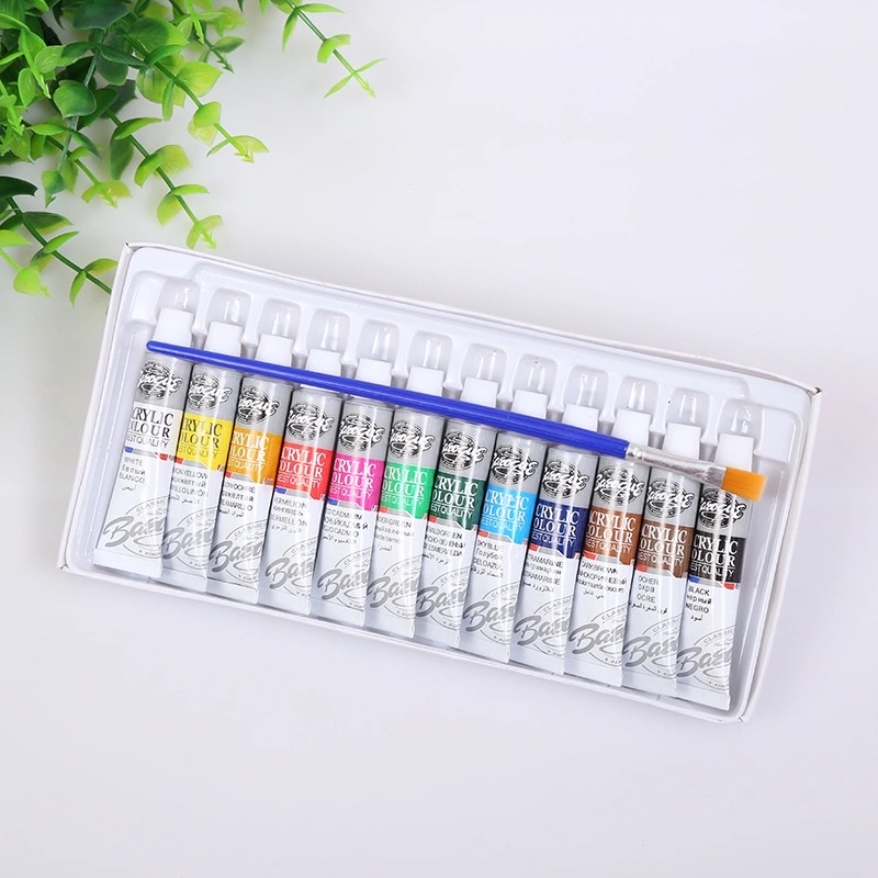 12色6毫升水彩颜料带刷子套装初学者颜料套装产品图