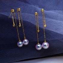 Pearl thread earrings Long round pearl earrings
