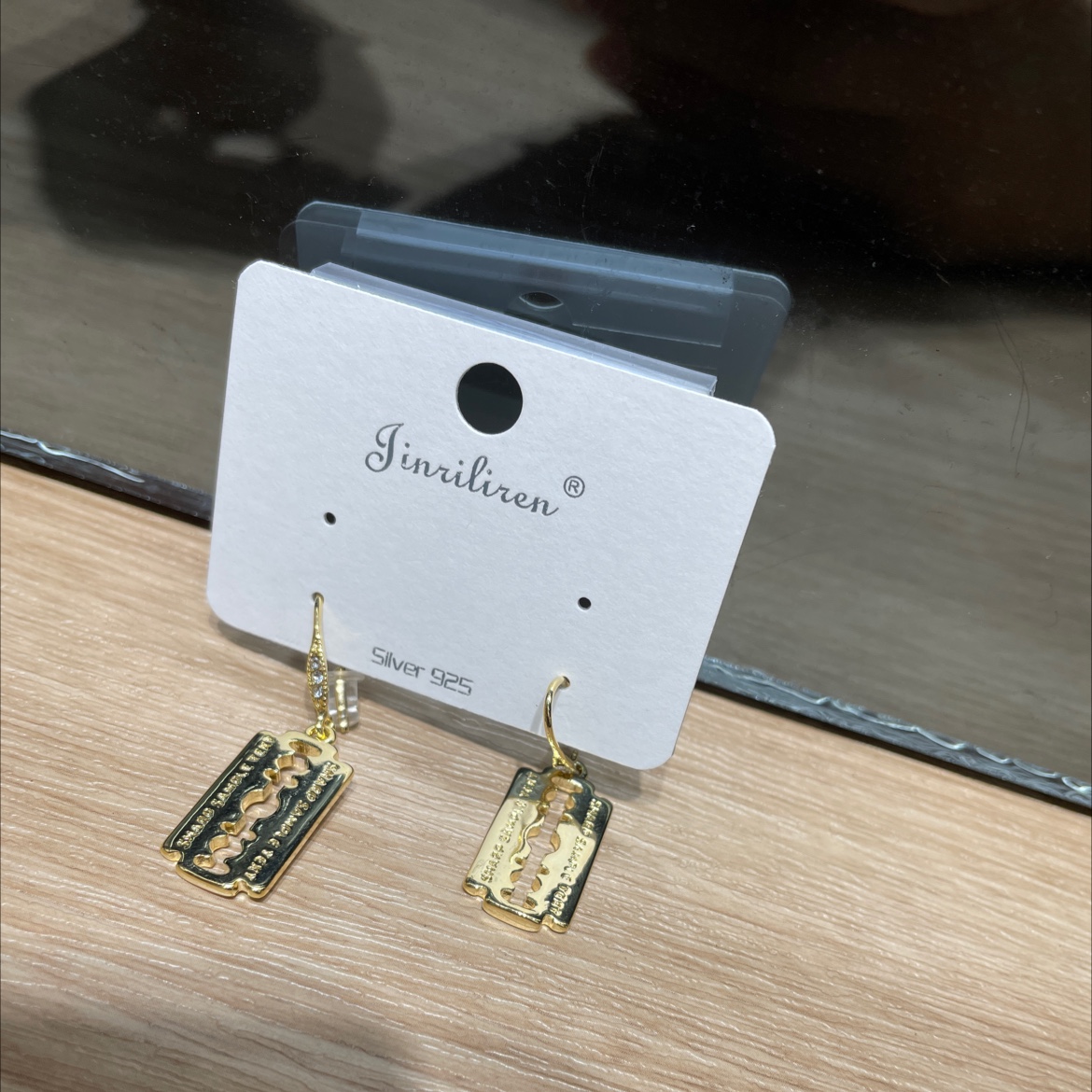 Today beauty Korean version earrings metal products blade design creative unique
