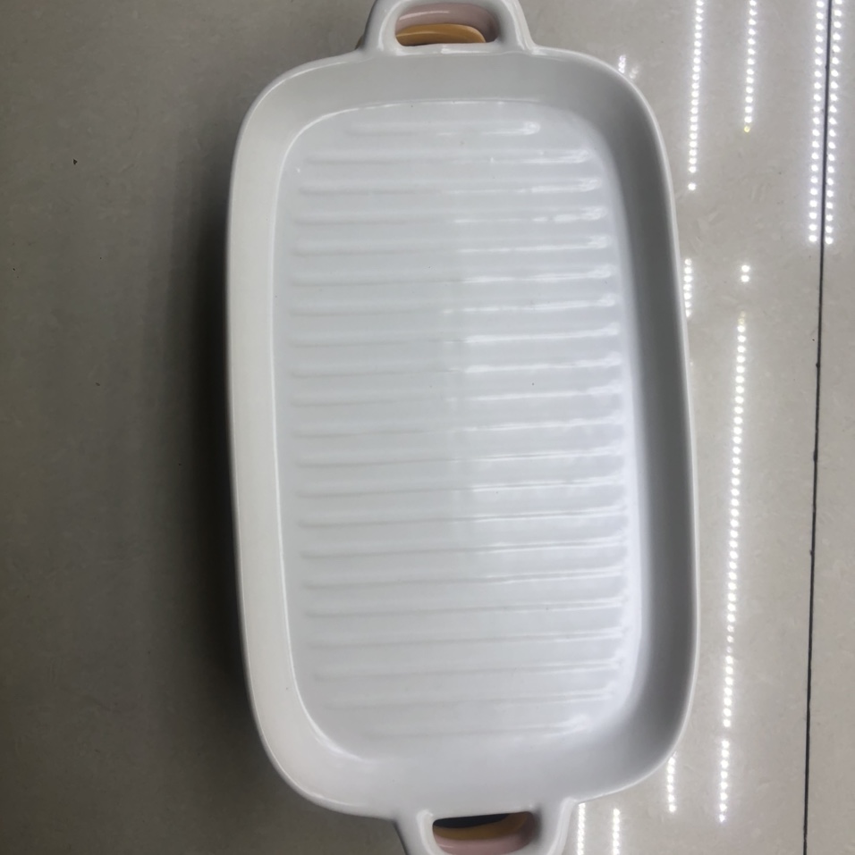 北欧风芝士焗饭烤盘家用陶瓷双耳烤盘亚光双耳盘长方小吃碟子