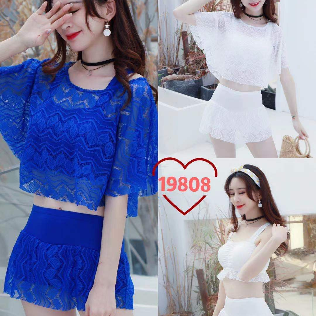 Swimsuit Female Summer Conservative Cover Belly Beach Smock Large Size Slimming Sunscreen Swimsuit 1039