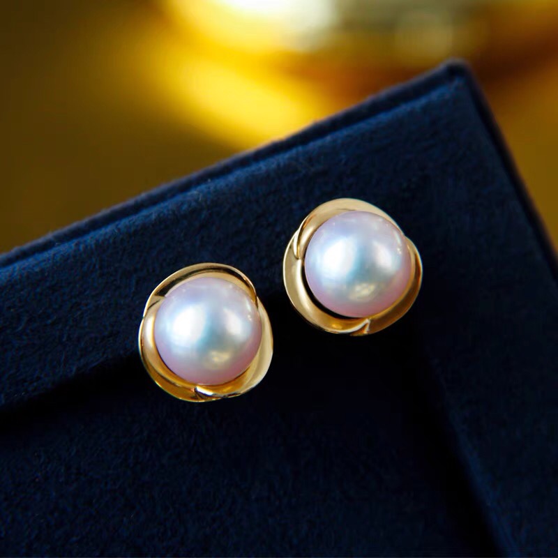 Pearl earrings, studs, rose earrings