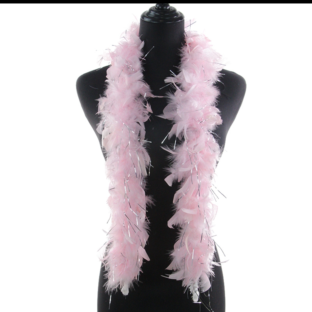 火鸡火片毛条加丝85克两米浅粉色