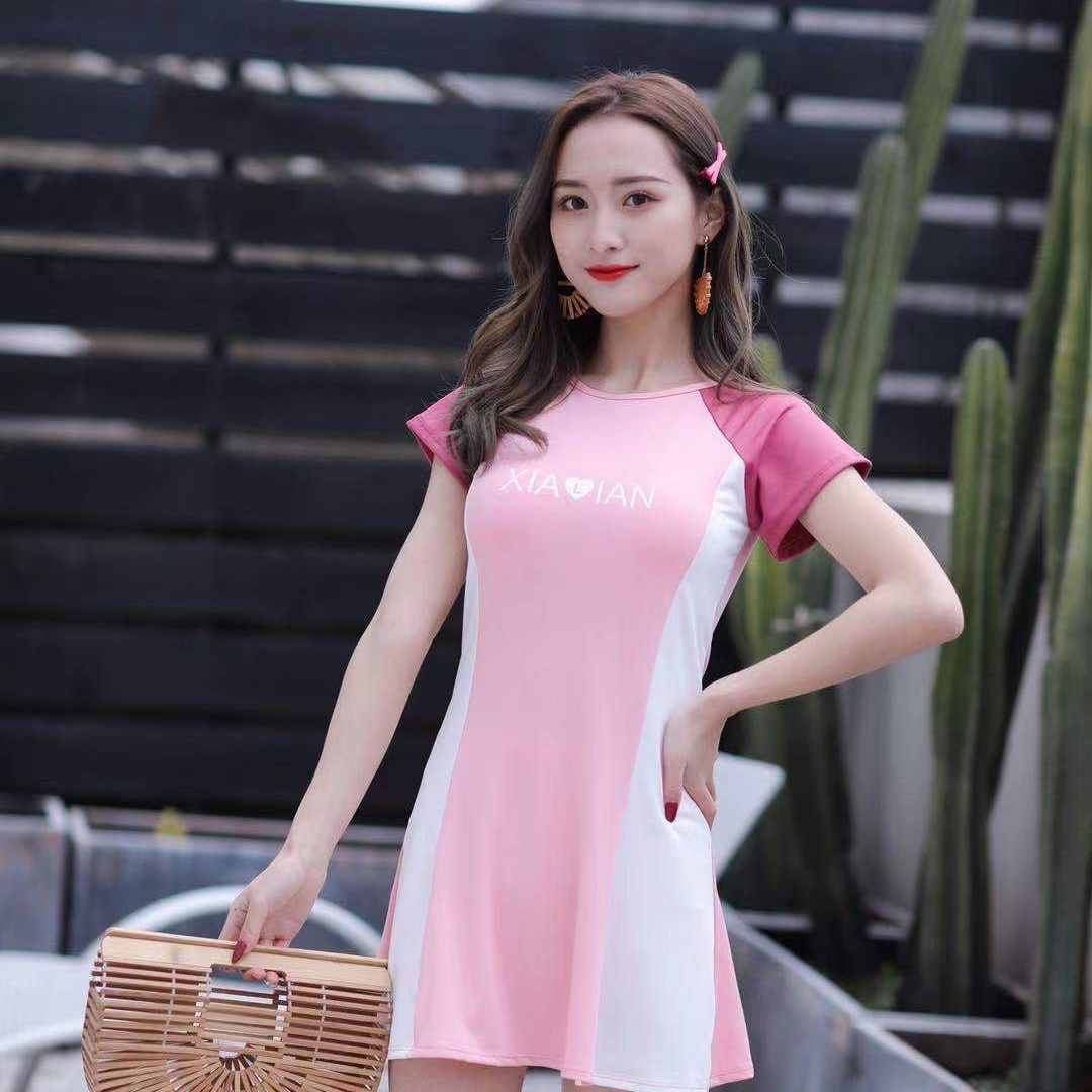 Swimsuit Female Summer Conservative Cover Belly Beach Smock Large Size Slimming Sunscreen Swimsuit 1036