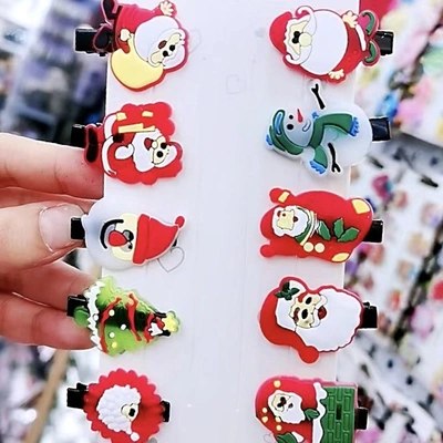 Children's Hairpins Soft Glue Small Hairpins Santa Claus