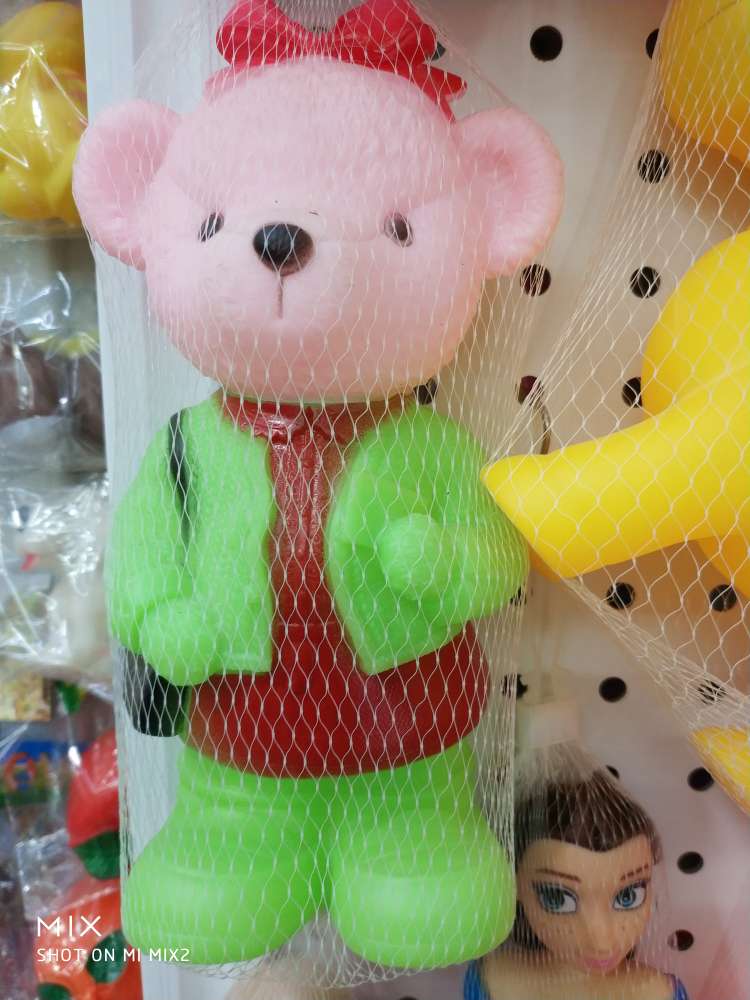 儿童玩具搪胶熊博士衣服青色会叫捏捏叫小熊详情图1