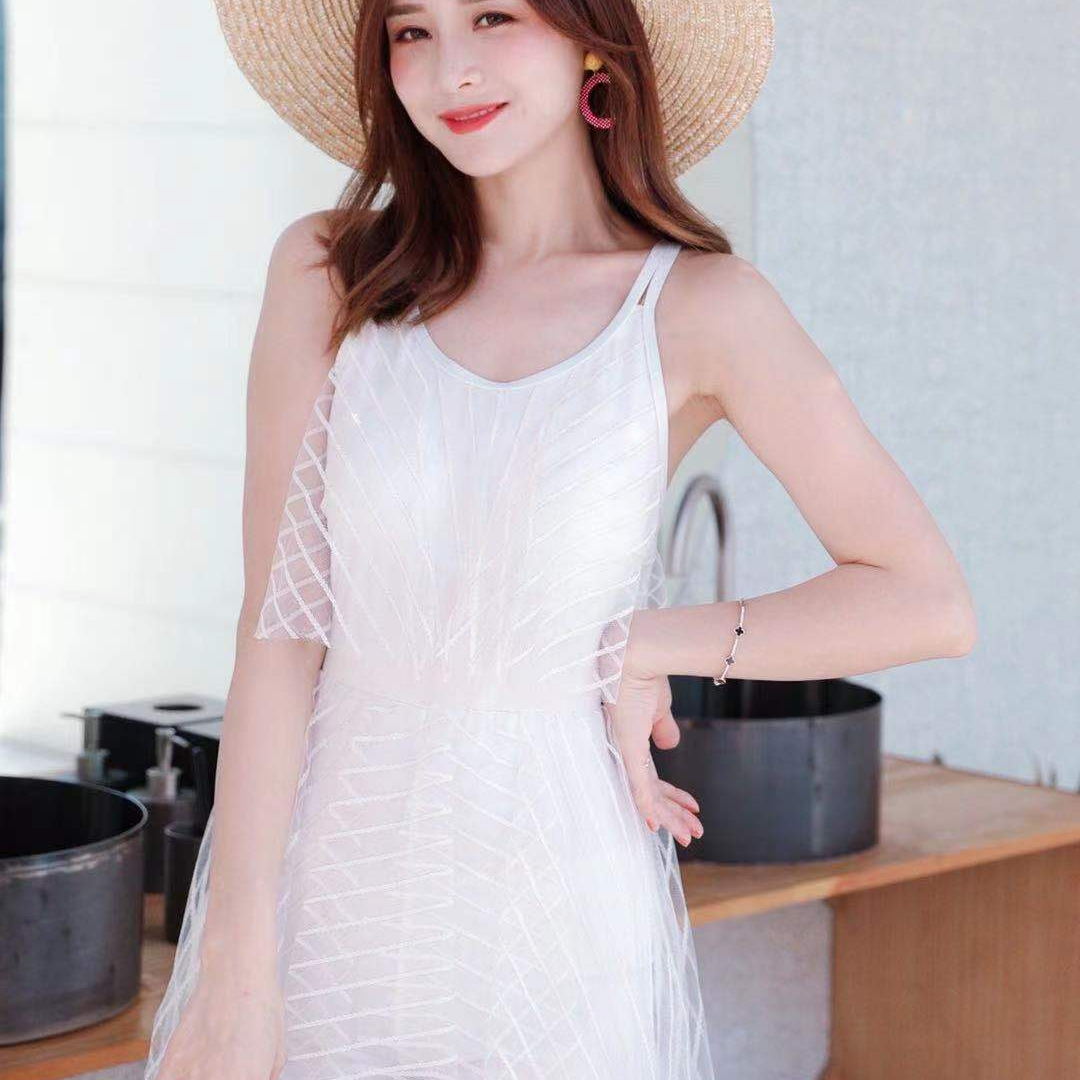 Swimsuit Female Summer Conservative Cover Belly Beach Smock Large Size Slimming Sunscreen Swimsuit 1035