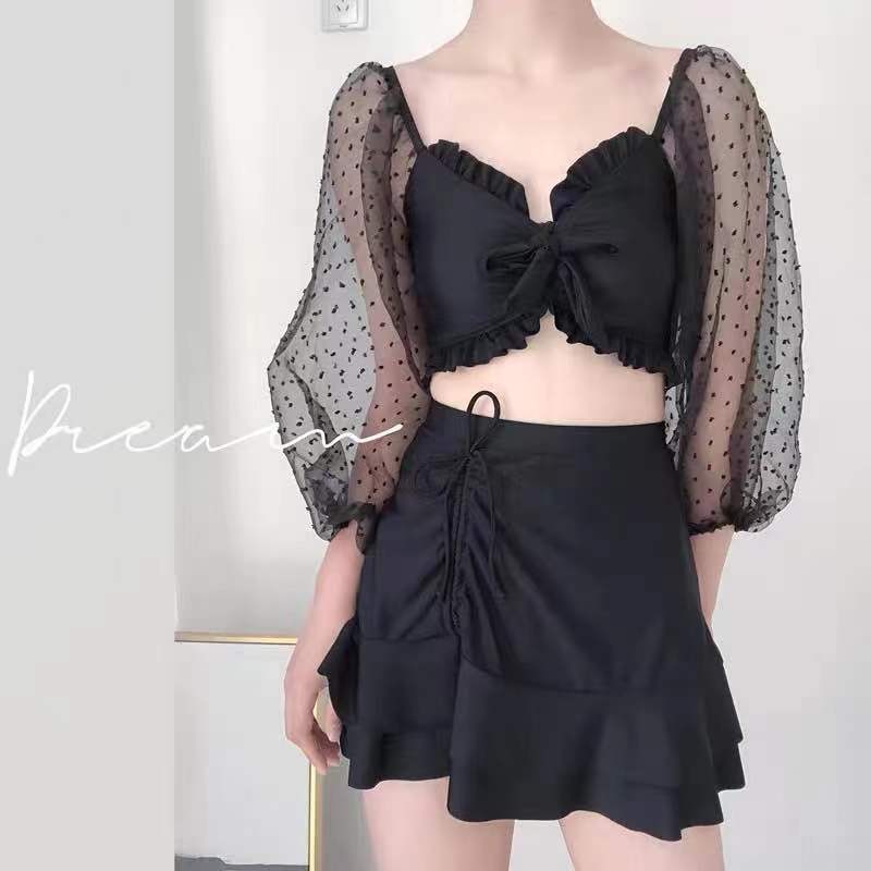 Swimsuit Female Summer Conservative Cover Belly Beach Smock Large Size Slimming Sunscreen Swimsuit 1037