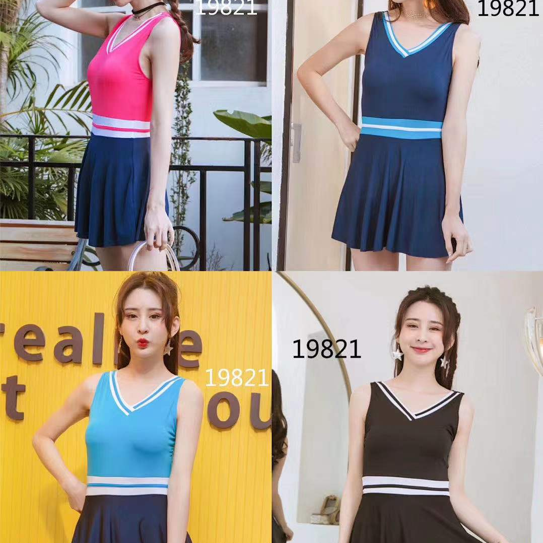 Swimsuit Female Summer Conservative Cover Belly Beach Smock Large Size Slimming Sunscreen Swimsuit 1023