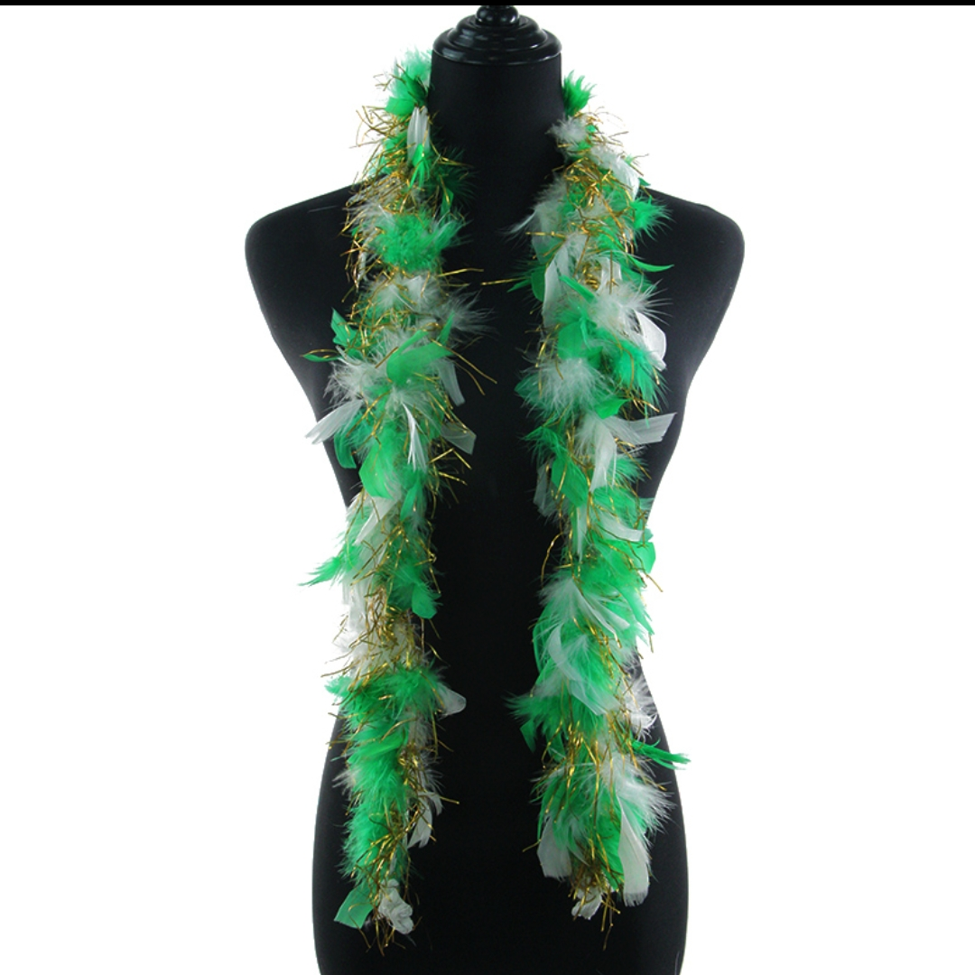 火鸡火片毛条加丝85克两米绿色