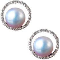 Pearl earrings White diamond studs