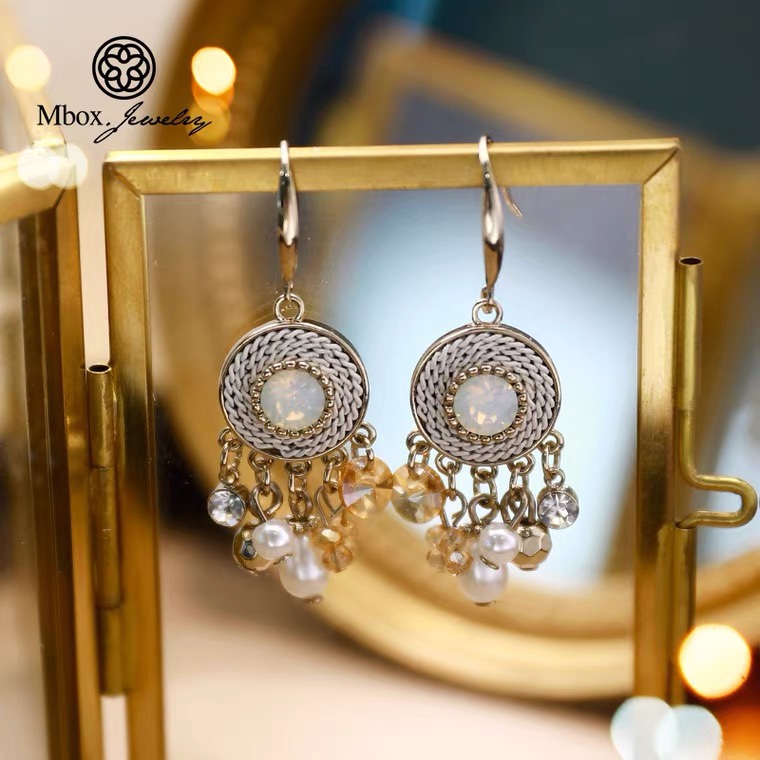 高级感复古耳环2021年新款潮耳坠女气质民族风耳饰巴洛克珍珠耳钉