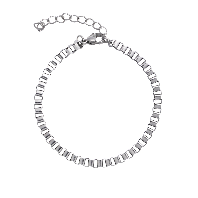 The new plain chain bracelet personality simple cold trend cool everything with Korean hip hop hand jewelry online celebrity square box boy bracelet 1