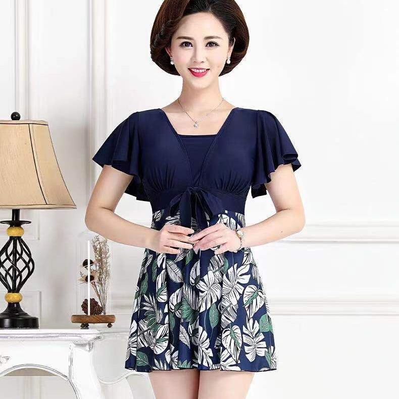 Swimsuit Female Summer Conservative Cover Belly Beach Smock Large Size Slimming Sunscreen Swimsuit 1034
