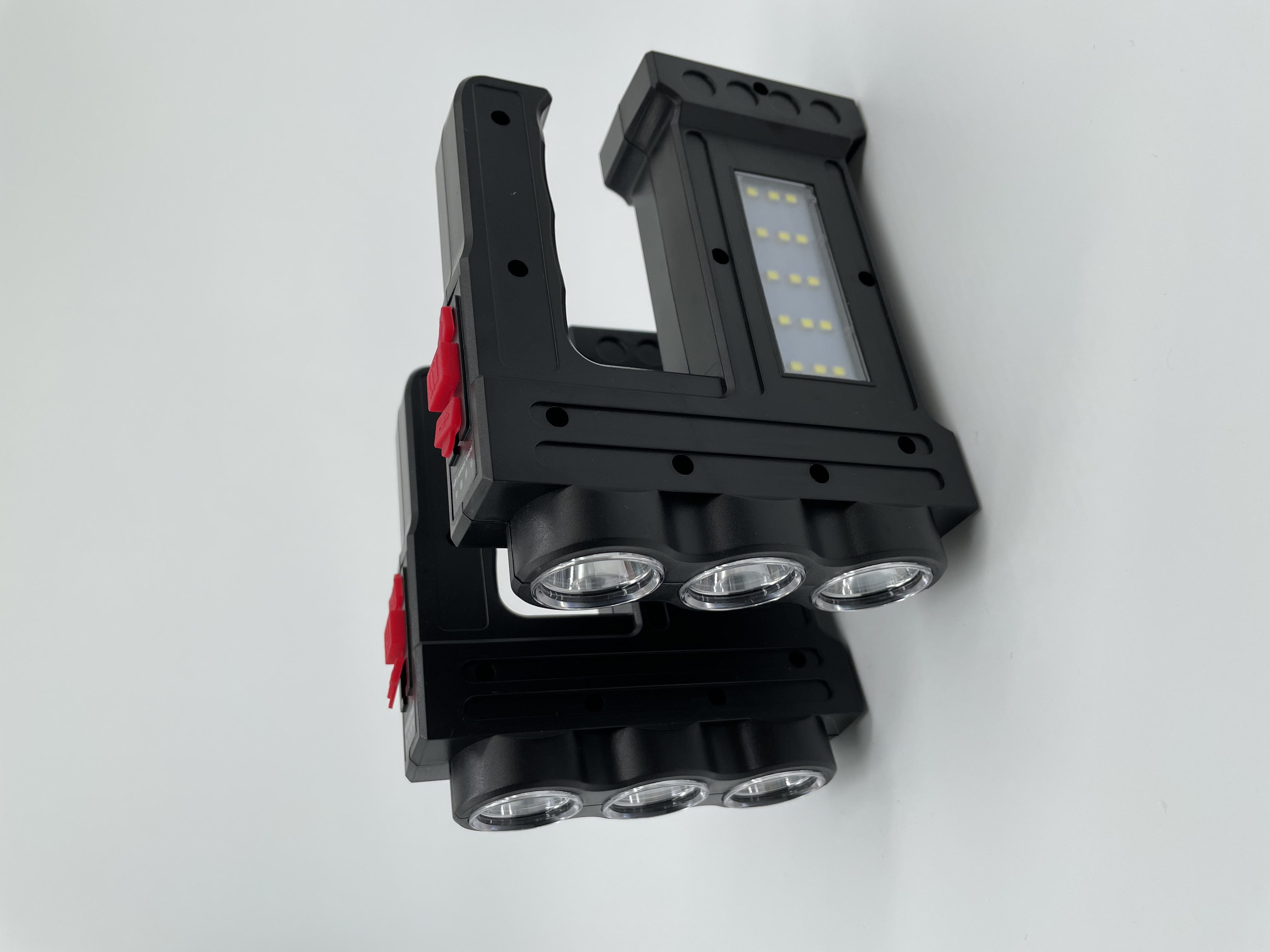 新款塑料应急工作灯3头带侧灯贴片内置电池USB充电细节图