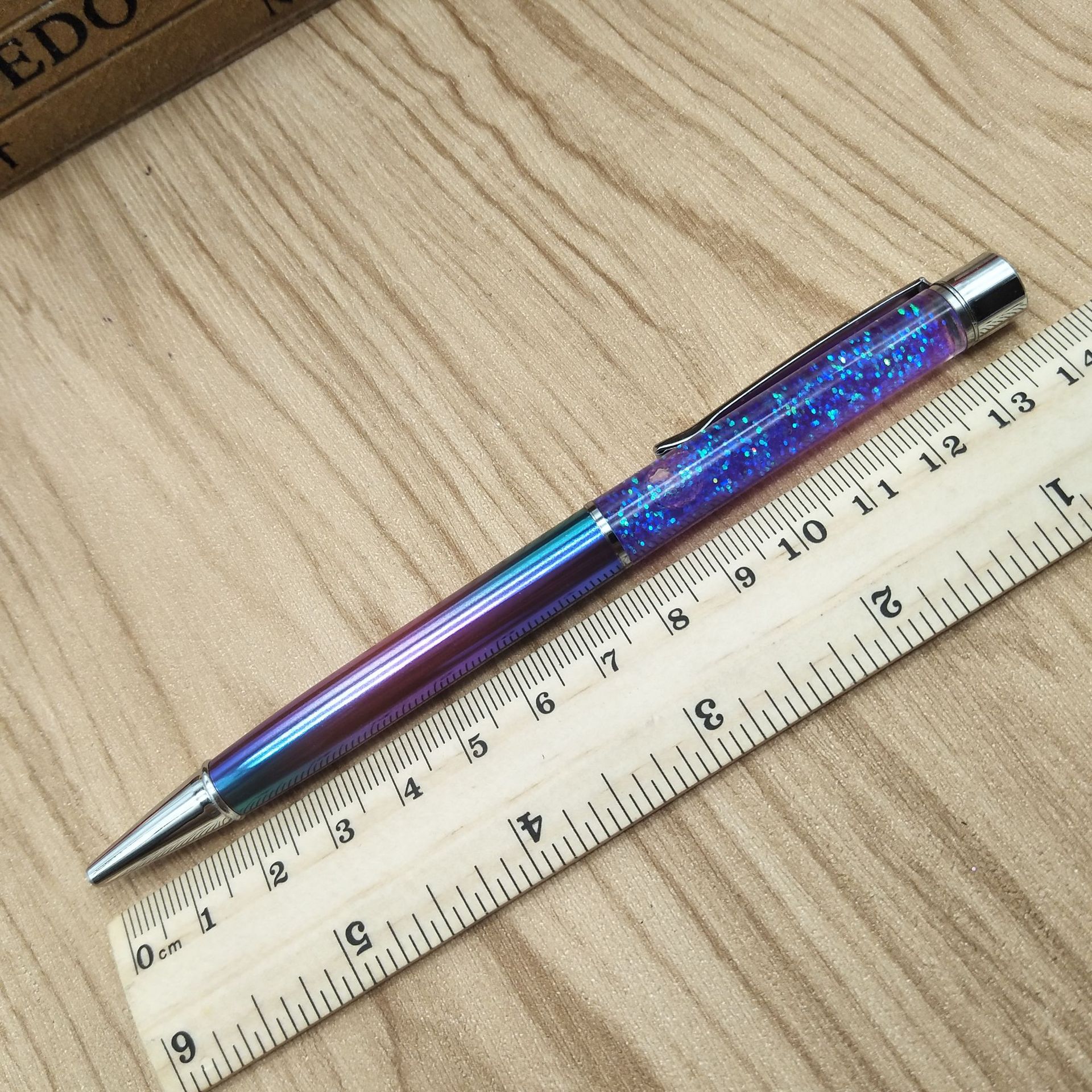 文港铭豪制笔办公文化书写工具圆珠笔中油 新款金粉入油笔 玫瑰金油笔 金属笔现货 礼品广告笔圆珠笔