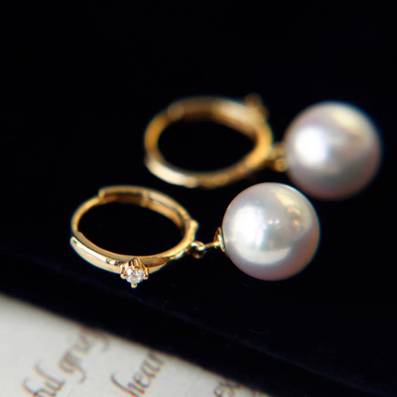 Temperament earrings Pearl diamond Earrings Circle upgraded earrings