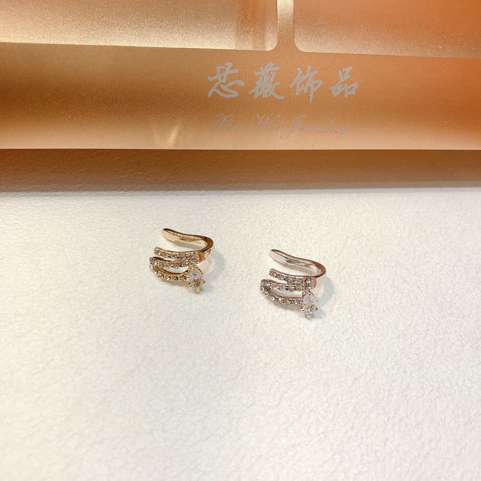 高级感轻奢耳钉冷淡风锆石耳饰潮流耳骨夹女