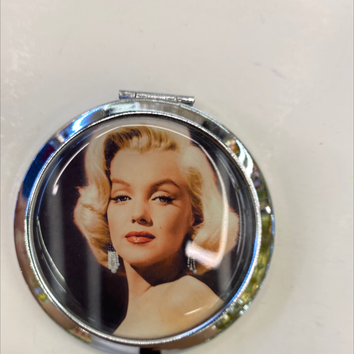 迪梦斯工艺品珠宝首饰盒镜子手工定制创意礼品镜子塑料黑底仿贝壳花图案镜子赫本梦露图案详情图6