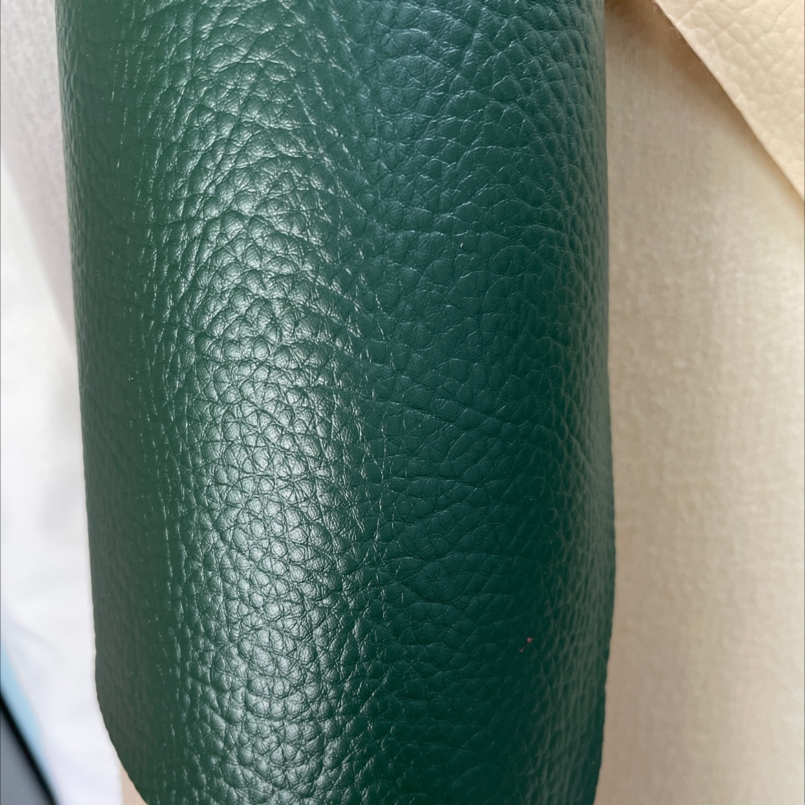 Leather fabric with a large lychee pattern, leather sofa belt accessories, dark green dlz028 Specification image