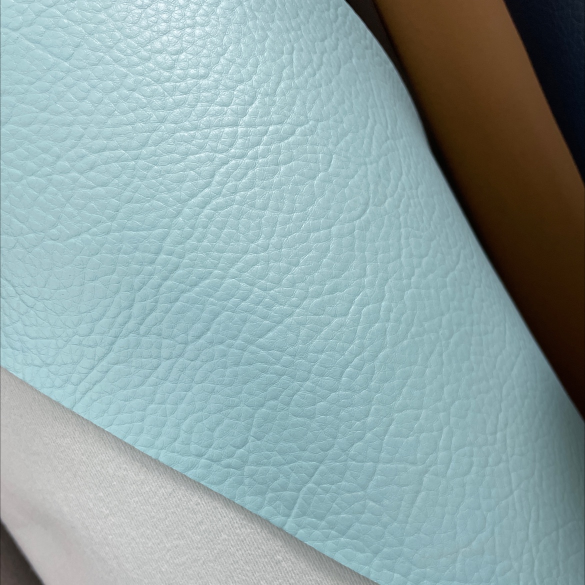 Large lychee-patterned leather fabric, leather sofa, leather belt, accessories, sky blue dlz016 Specification image