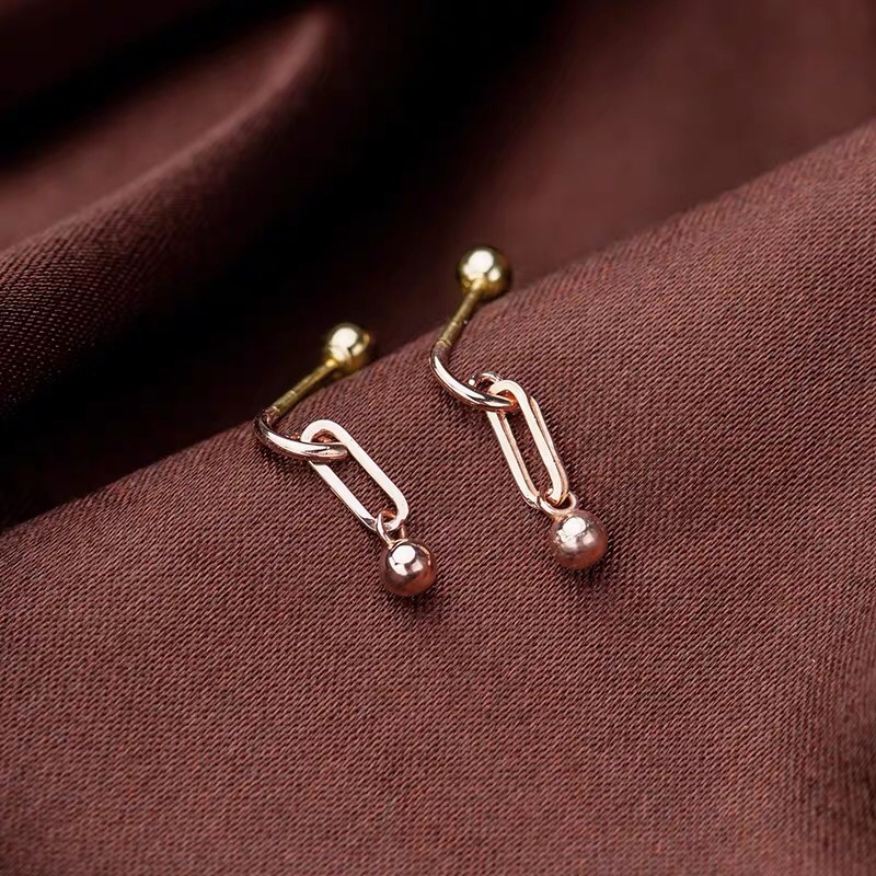 Earrings women simple small gold beads screw earrings earrings drop