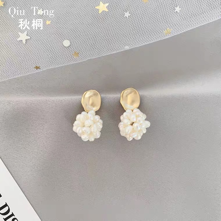 韩国气质高级感S925银针耳钉耳坠新款潮法式淡水珍珠耳环耳饰女