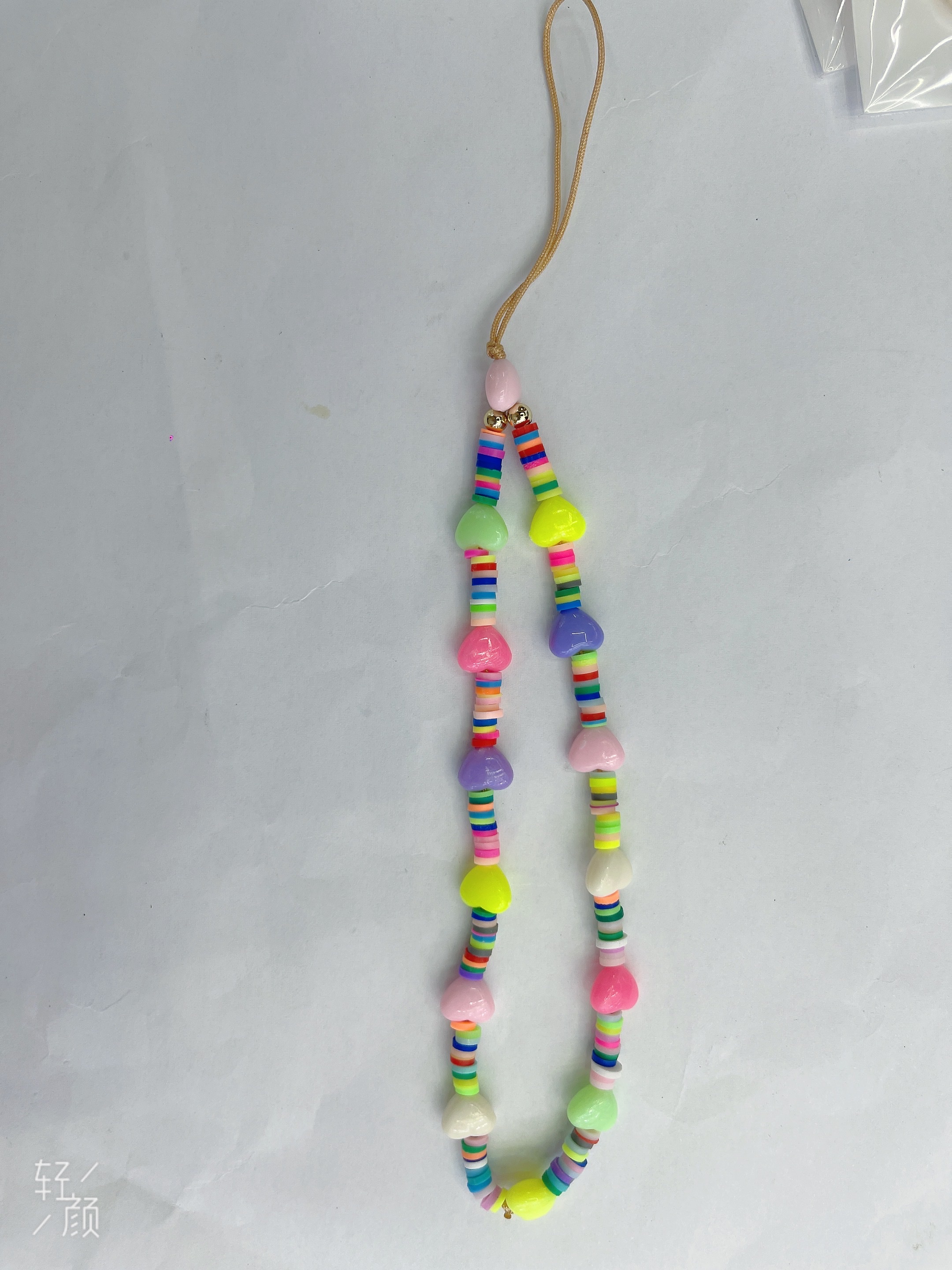 手机挂绳 手机链 20厘米 彩色软陶片爱心手机链 创意树脂爱心手机挂绳防丢挂链  详情图3