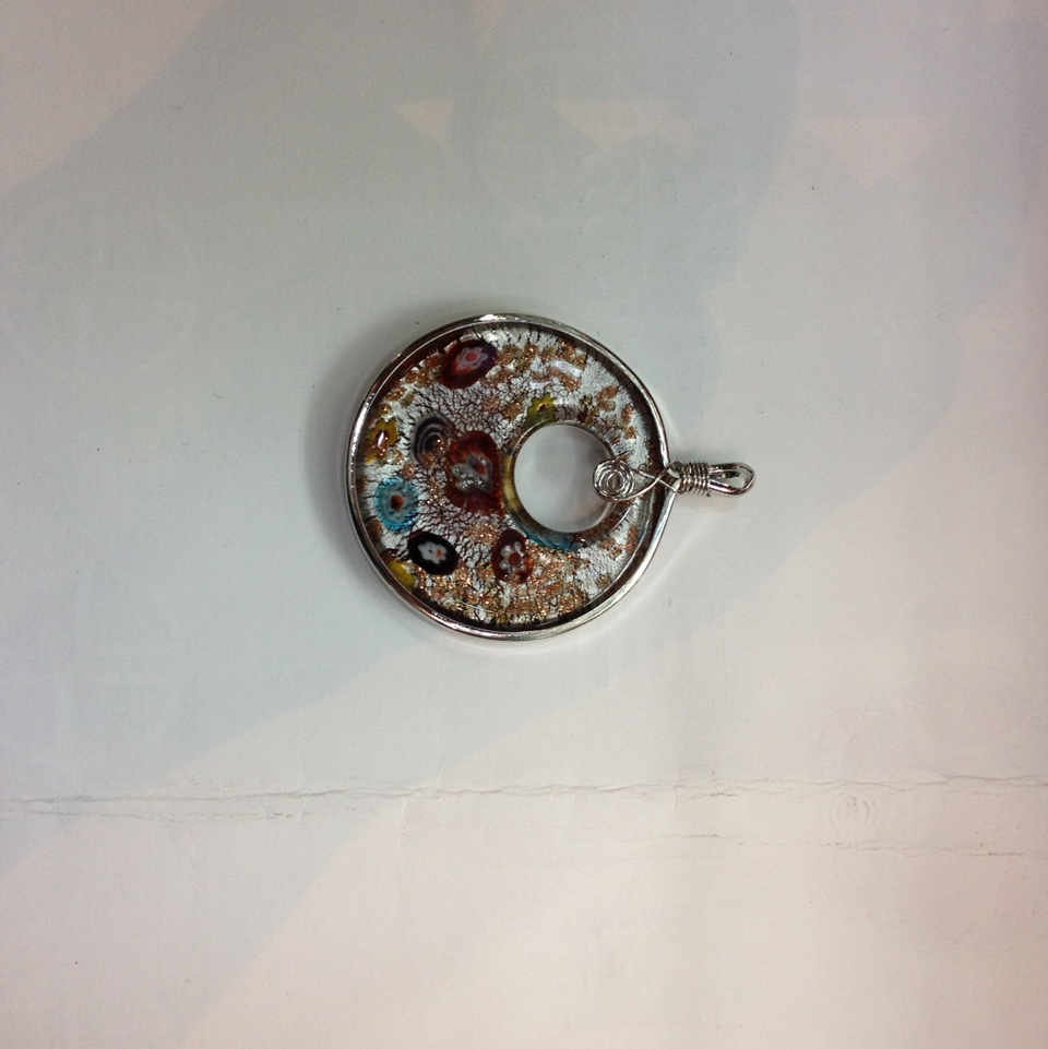 Alloy-Edged Glazed Copper Coin Pendant