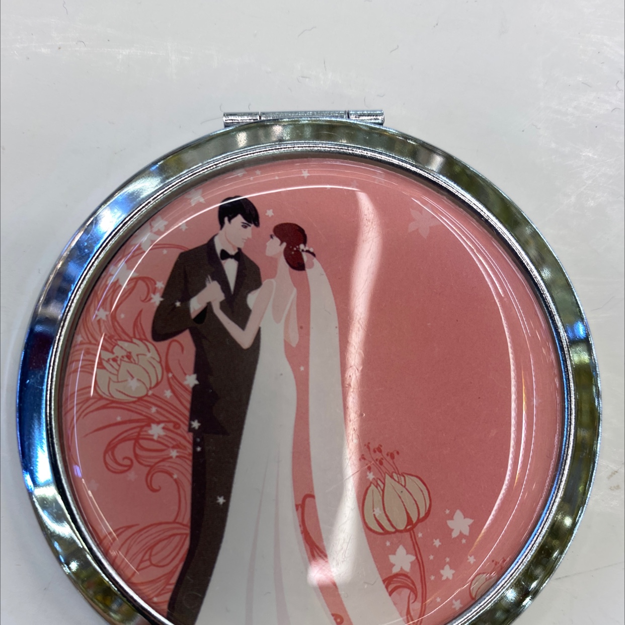 迪梦斯工艺品珠宝首饰盒镜子手工定制创意礼品镜子塑料黑底仿贝壳花图案镜子婚礼图案镜子