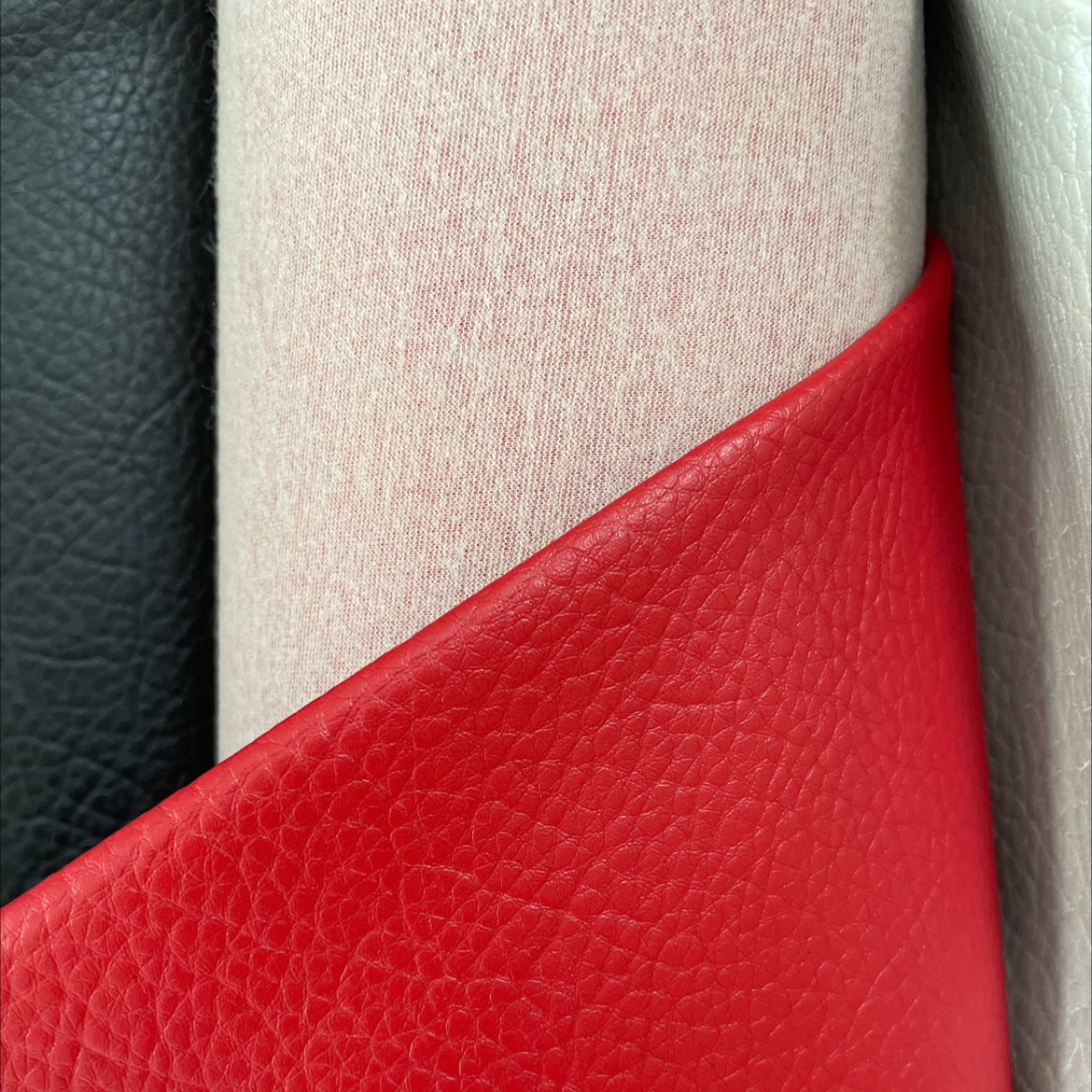 Leather fabric with large lychee patterns, leather sofa belt accessories, deep red dlz009 details Picture