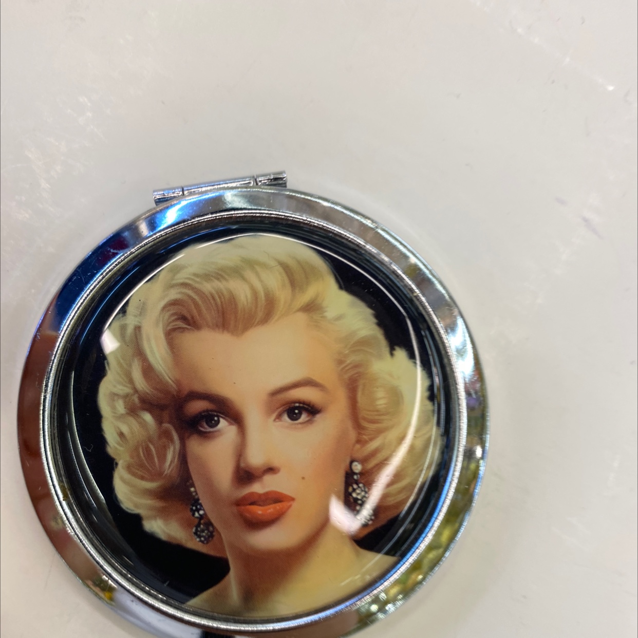 迪梦斯工艺品珠宝首饰盒镜子手工定制创意礼品镜子塑料黑底仿贝壳花图案镜子赫本梦露图案详情图3