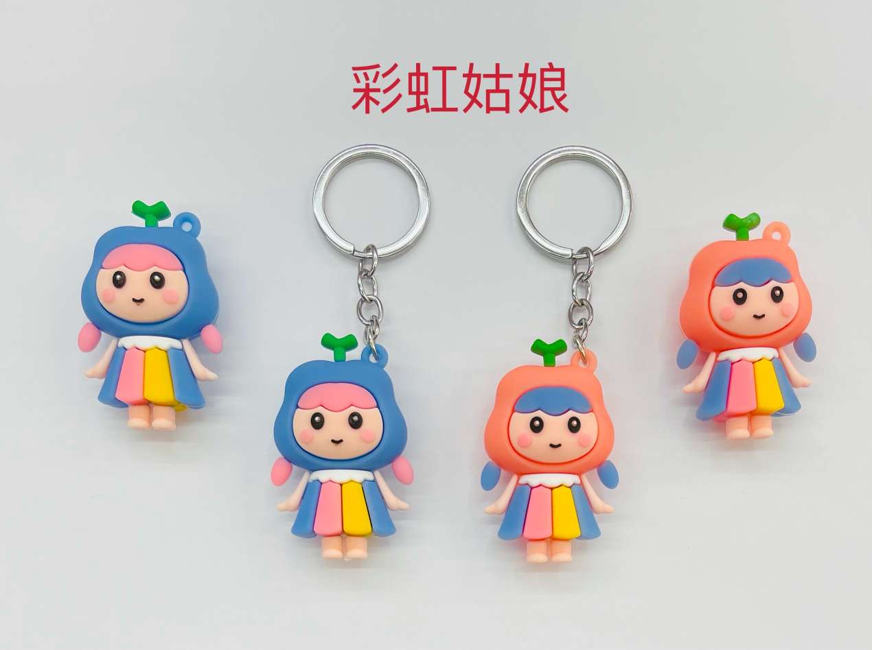 PVC软胶材质产品，甜甜小女孩，单个opp包装，12个一卡包装,PVC软胶材质产品，甜甜小女孩，单个opp包装钥匙扣