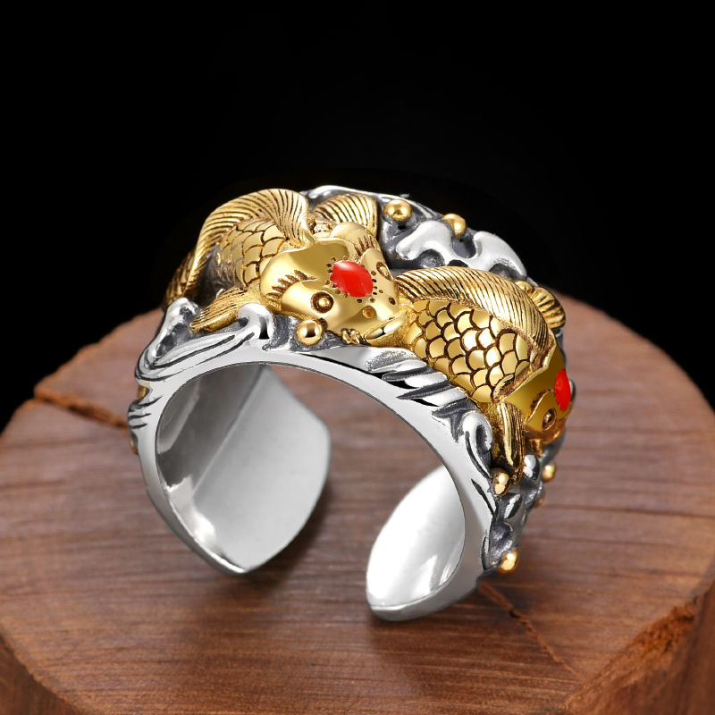 72 Thai love you Taoist nine-word truth ring Fashion men cool ring light luxury index finger ring personality niche lettering