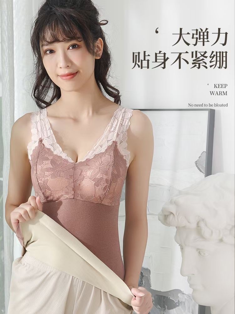 【 Pink Zhi Blue 】02 Exquisite Lace Patchwork Warm Vest 80-160 Catties A Free Delivery undefined