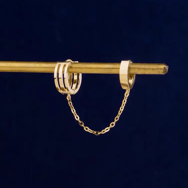 Earrings for women new gold double piercing earrings buckle earrings