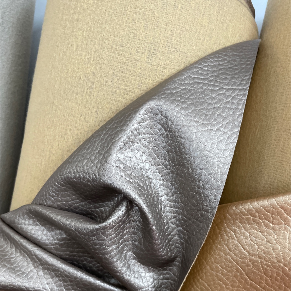 Large lychee-patterned leather fabric, leather sofa, leather belt, accessories, dark gold dlz039 Specification image