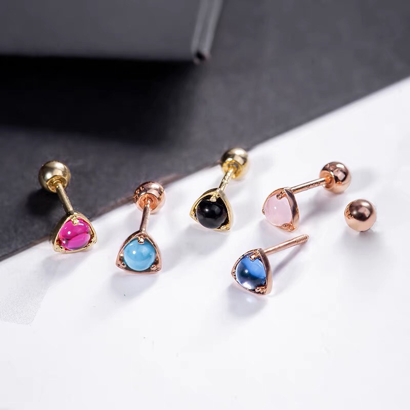 Screw stud earrings women's new temperament rose gold earrings