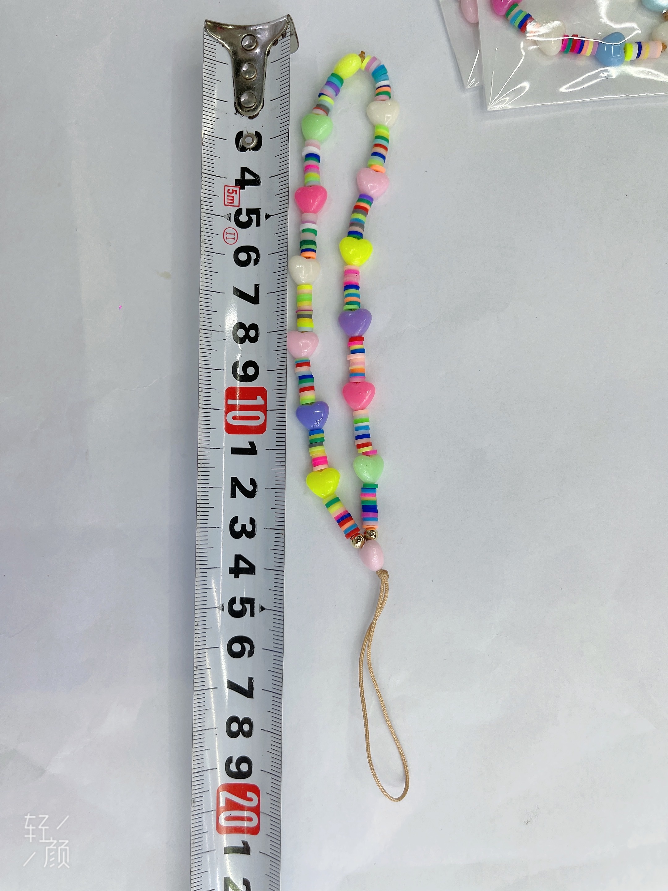 手机挂绳 手机链 20厘米 彩色软陶片爱心手机链 创意树脂爱心手机挂绳防丢挂链  详情图2