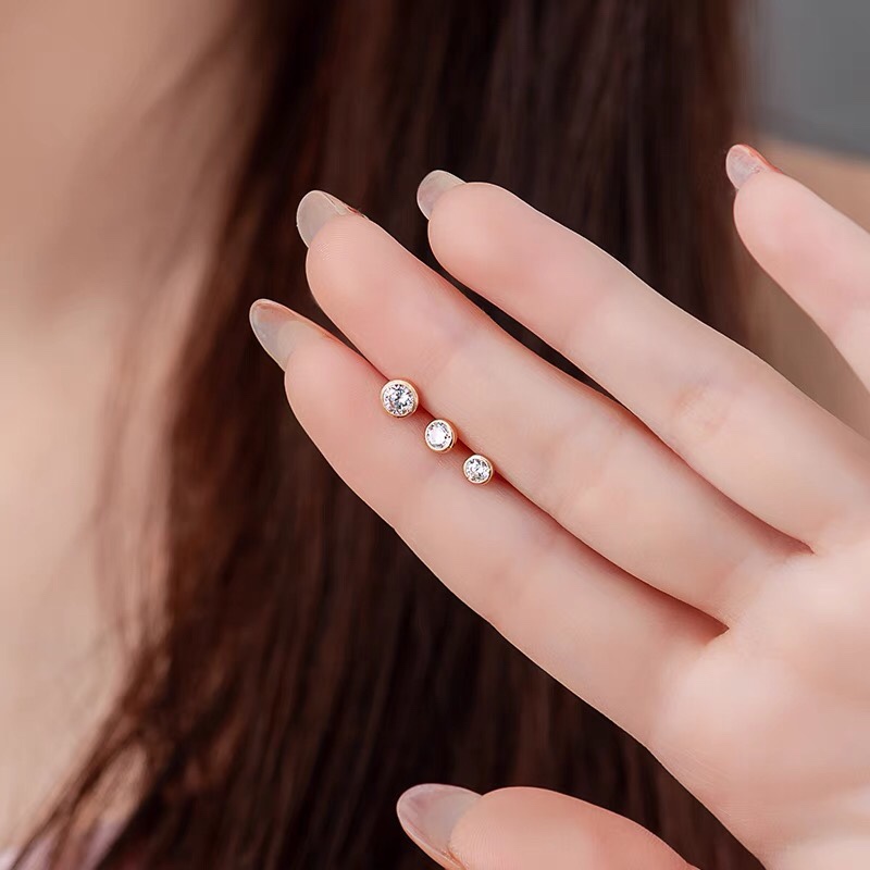 Screw stud earrings female temperament simple gold earrings