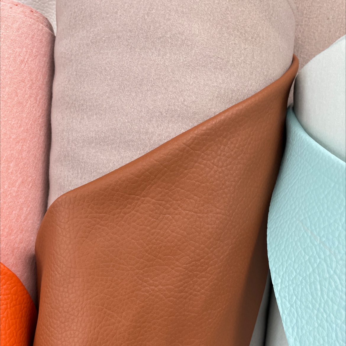 Large lychee-patterned leather fabric, leather sofa, leather belt, accessories, light brown dlz022 details Picture