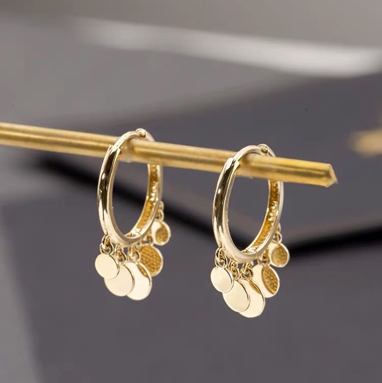 Earrings for women Korean Rose Gold glitter drop earrings Large buckle earrings