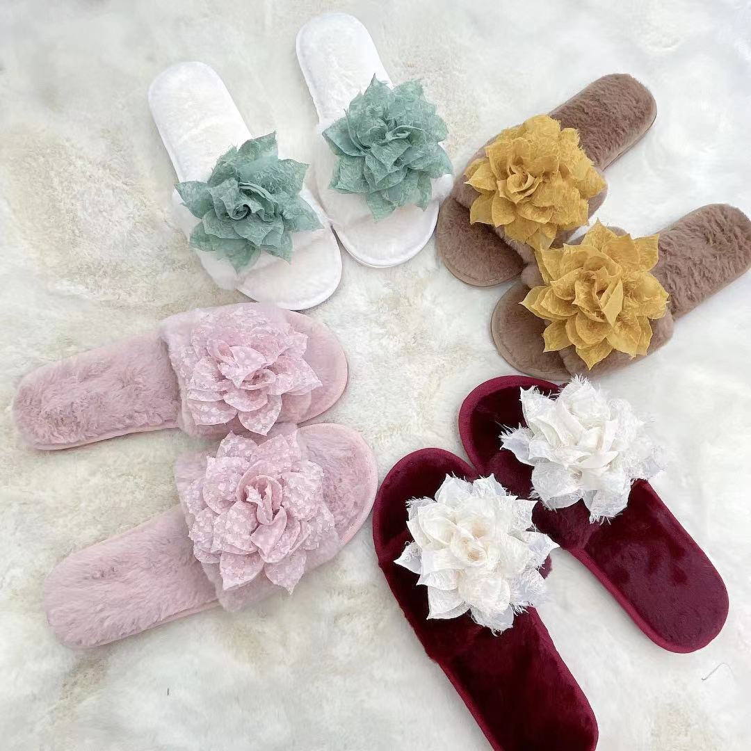 Big flower open slippers
