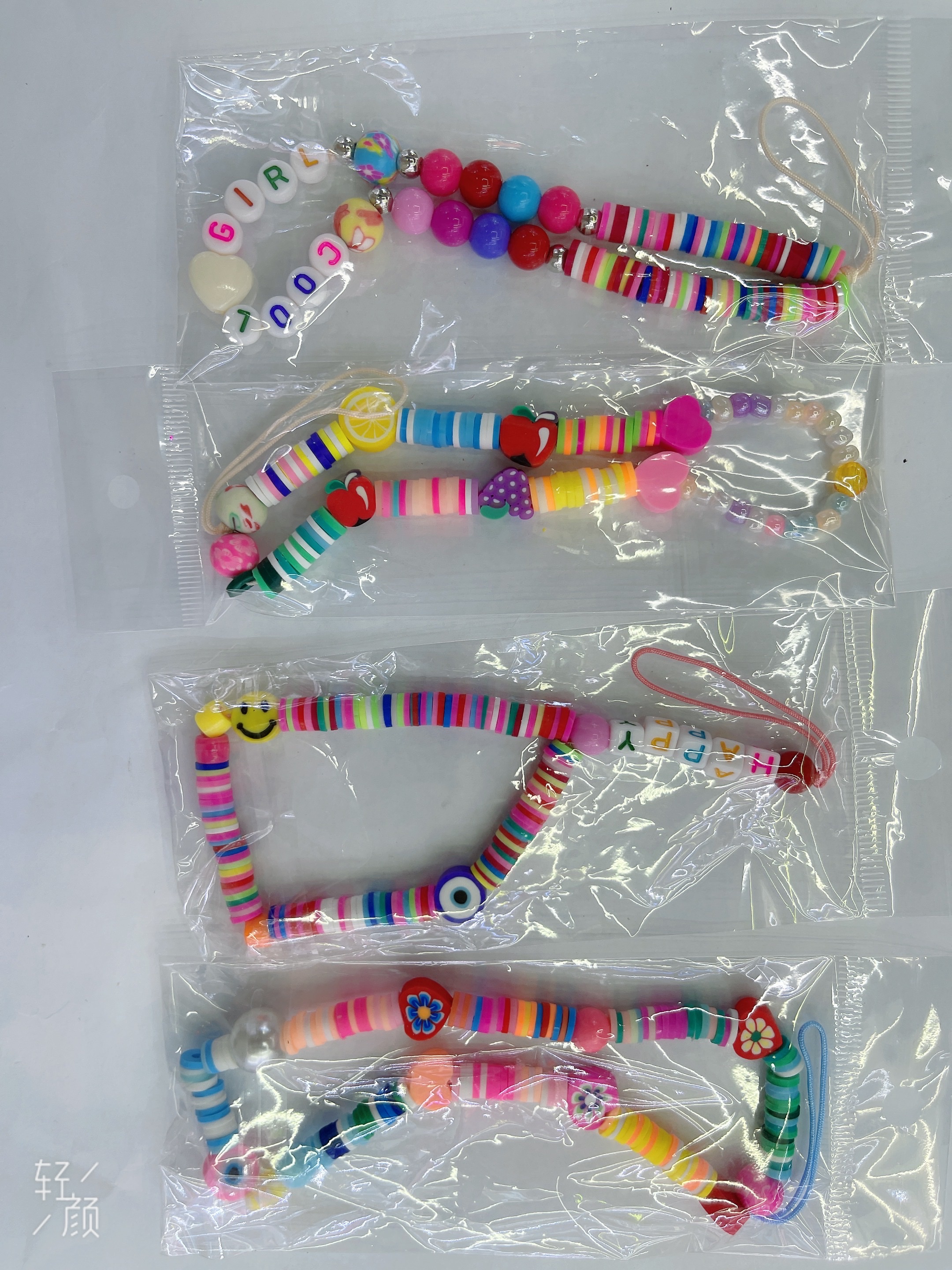 手机挂绳 手机链 20厘米 彩色软陶片爱心手机链 创意树脂爱心手机挂绳防丢挂链  详情图13