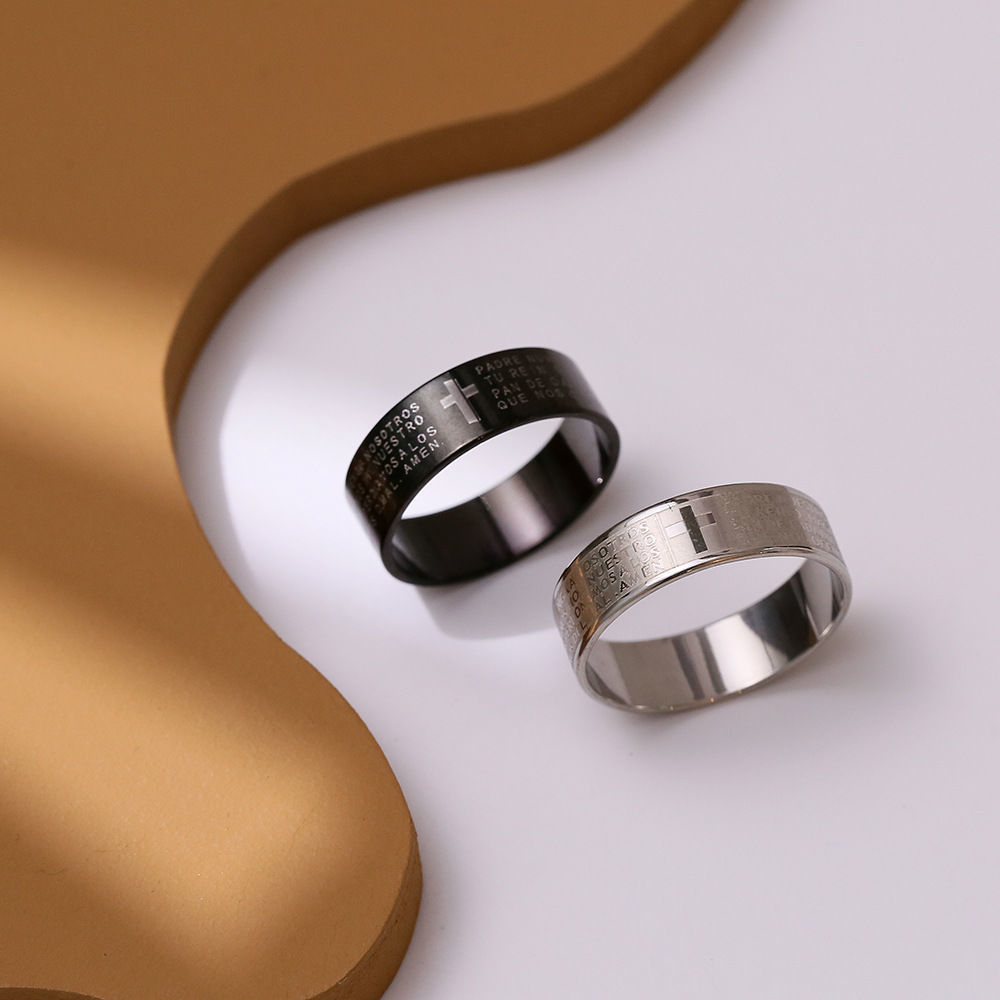 76 Thai love you Taoist nine-word truth ring Fashion men cool ring light luxury index finger ring personality niche engraving
