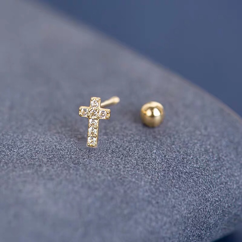 Screw stud earrings for women simple personality cross stud earrings
